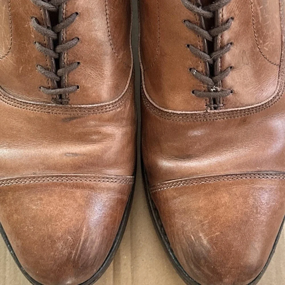 Allen Edmonds Good Vintage Oxford Mens 10E Brown Good Cap-Toe Leather Laced